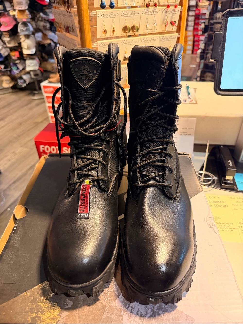 NEW Rocky Black COMPOSITE TOE Tactical Lace-Up Work Boots Size 13